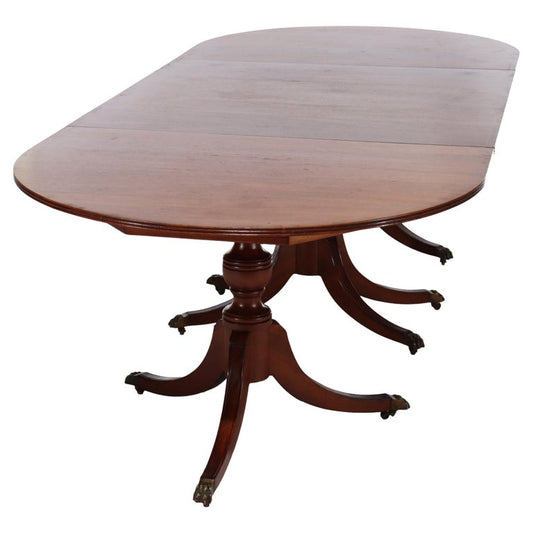 Antique Duncan & Phyfe 14' Mahogany Fur-Piece Pedestal Banquet Table