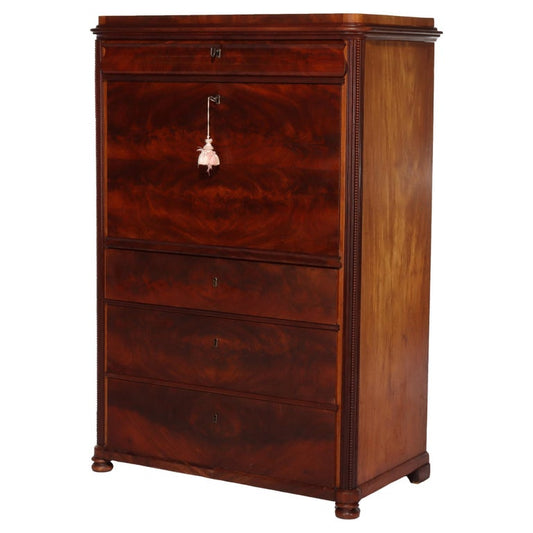 Antique American Empire Neoclassical Mahogany Drop Front Abattant Desk C1840