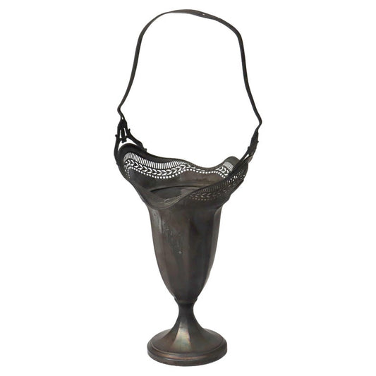 Antique Durgin Sterling Silver Reticulated Weighted Flower Basket C1920