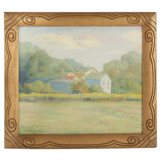 Antique Oil On Canvas Landscape “Summer” by Erna Lange C1930