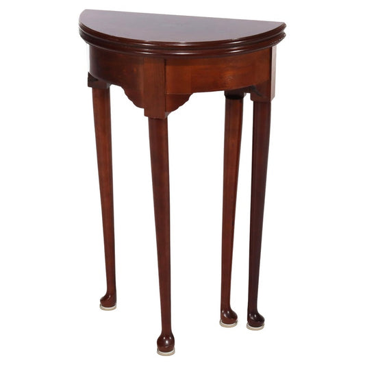 Diminutive Queen Anne Mahogany Flip Top Demilune Side Table 20thC