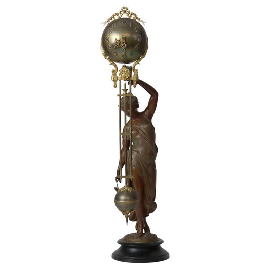Antique Ansonia Neoclassical Figural Swinging Ball Mystery Clock C1890