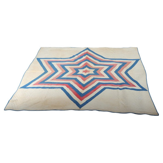 Antique Dianna’s Star Pattern Hand Sewn Quilt C1900