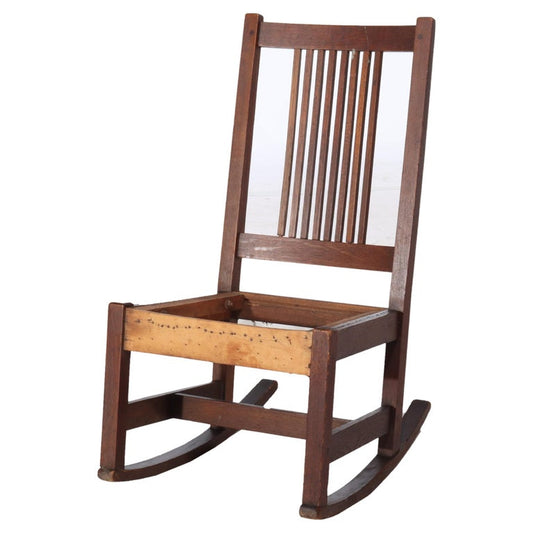 Antique L & JG Stickley Oak Spindled Ladies Chair C1910