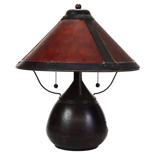 Vintage Dirk Van Erp School Bronze Table Lamp with Mica Shade Unsigned