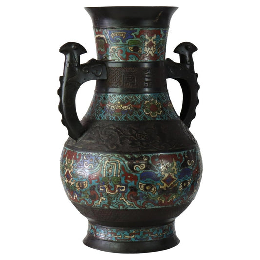 Antique Chinese Enameled Floor Vase C1890