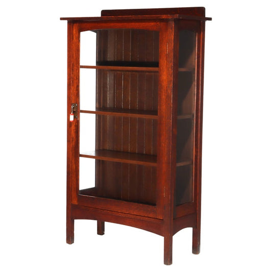 Antique Stickley Harvey Ellis School Arts & Craft Oak Single-Door China Cabinet