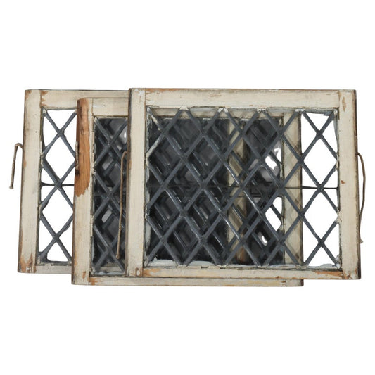 Three Antique Architectural Leaded Glass Windows C1920