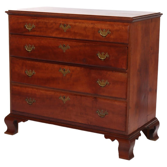 Antique Chippendale Cherry Graduated 4-Drawer Chest C1800