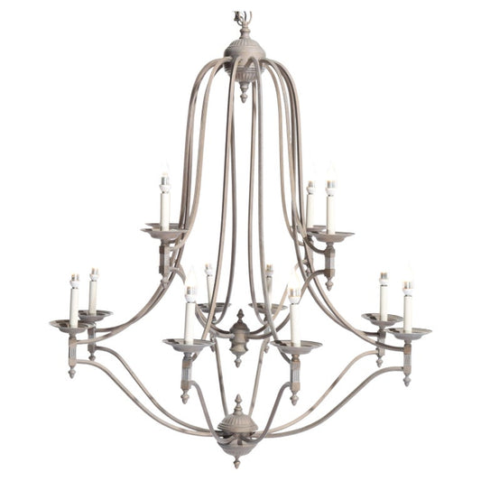 Oversized 12-Arm Iron Chandelier, 20th C