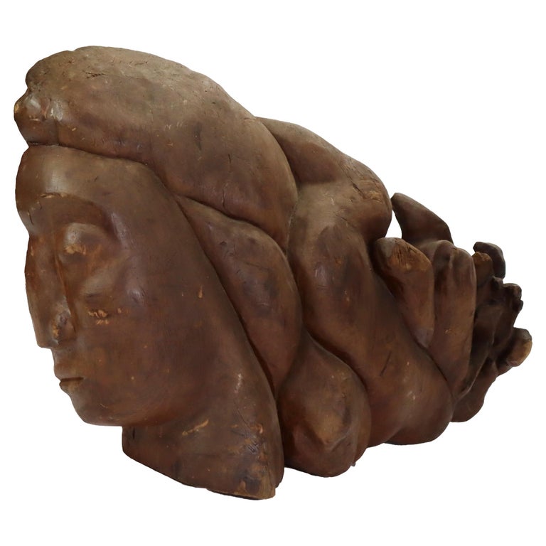 Antique Carved Pine Maidenhead Ship Mast From The Strathmont Museum/Estate 18thC