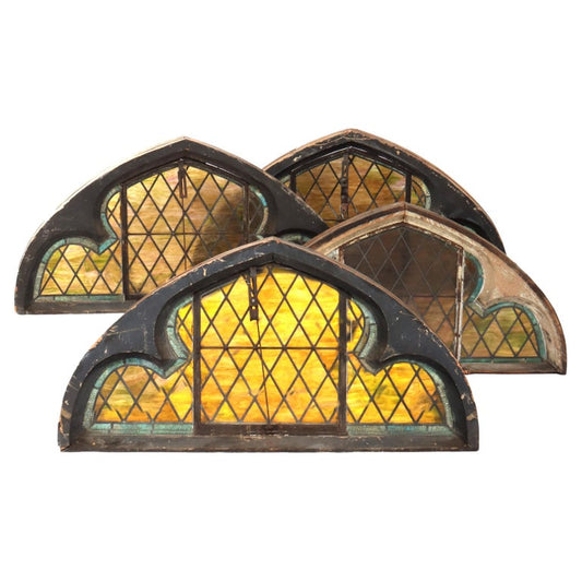 Five Tiffany Studios Gothic Revival, Stained Glass Transom Windows, Phila, C1900
