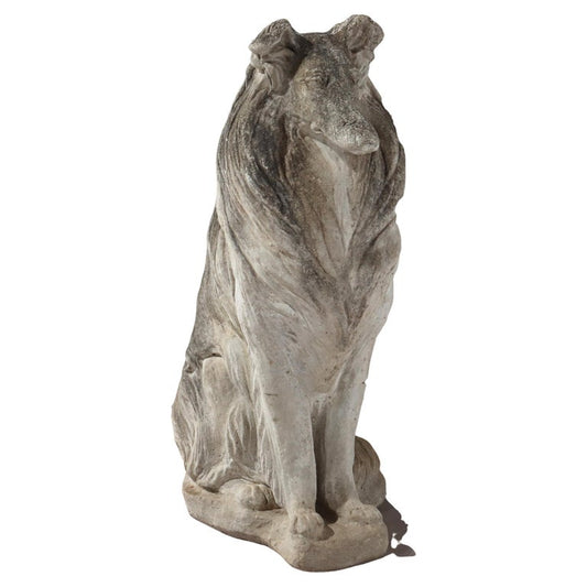Vintage Hardstone Life Sized Dog (Collie) Garden Statue C1950