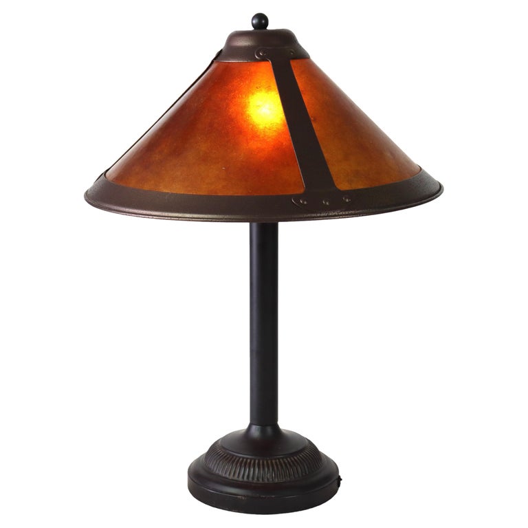 Vintage Dirk van Erp Style Arts & Crafts Copper & Mica Table Lamp 20thC