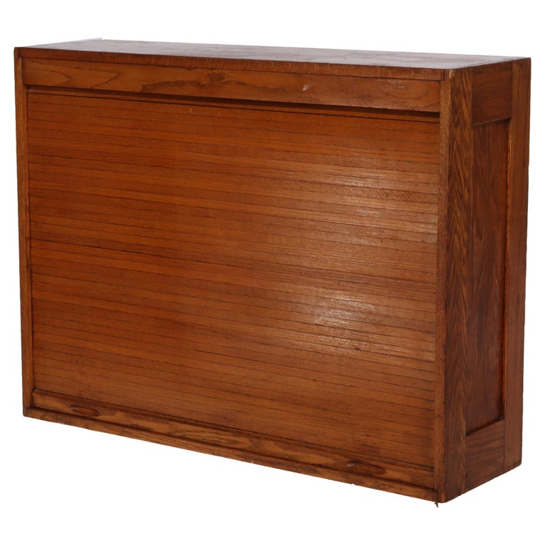 Antique Oak Roll Front Cabinet C1920