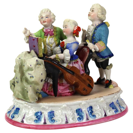 Antique Hand Painted Porcelain Musician Grouping C1890
