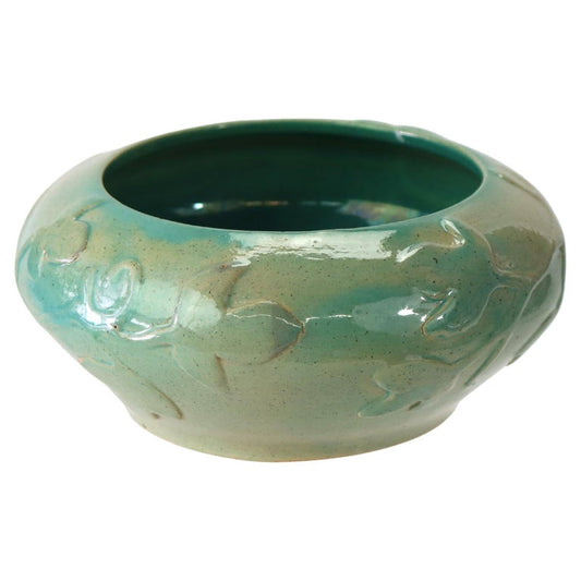 Antique Arts & Crafts Studio Pottery Low Bowl Signed C1910