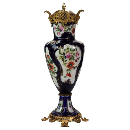Antique Sevres School Cobalt & Gilt Porcelain Covered Urn C1890