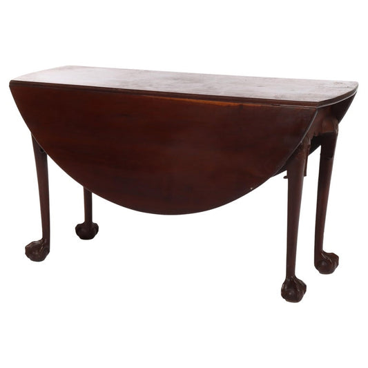 18thC Chippendale Mahogany Drop Leaf Shoe Foot & Gate Leg Table
