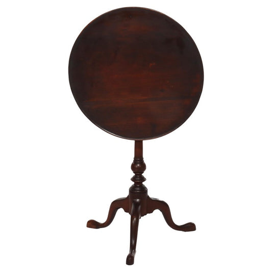 Antique Queen Anne Mahogany Revolving Tilt Top Table With Bird Cage 19thC