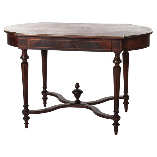 Antique Louis XVI Rosewood, Marquetry & Inlaid Table with Drawer C1880