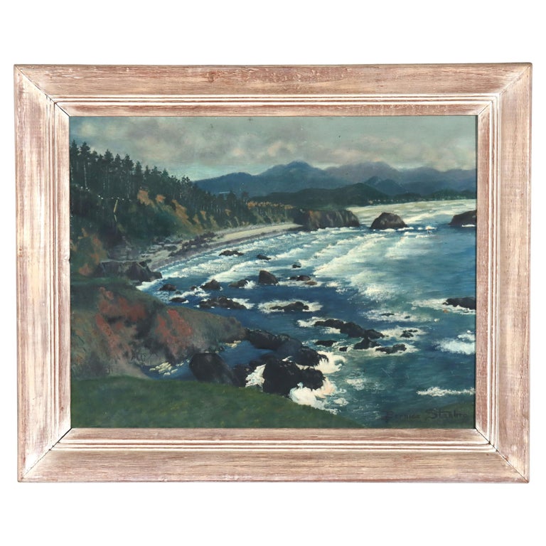 Vintage Oil on Board Painting “Oregon Coast” by Bernice Stanbro C1940