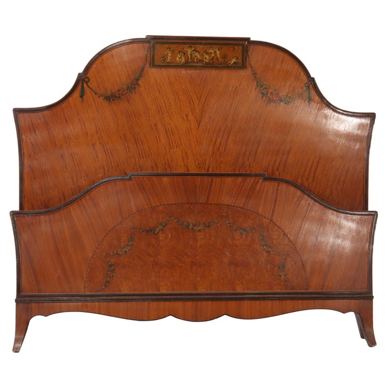 Antique Satinwood Adams Style Head & Foot Boards c1930