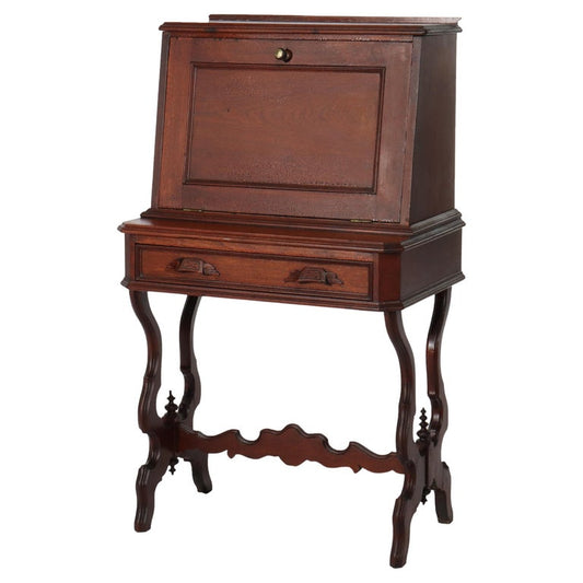 Antique Victorian Walnut Drop Front Desk C1880