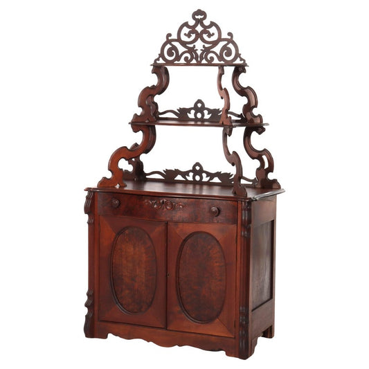 Antique Victorian Walnut & Burl Etagere Server C1880