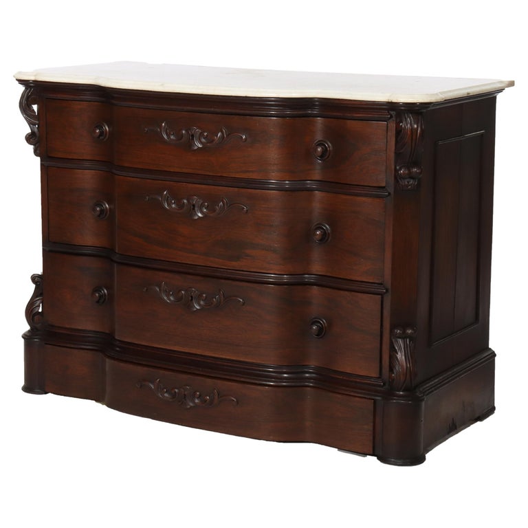 Antique Belter School Rosewood 4-Drawer Marble Top Dresser c1860