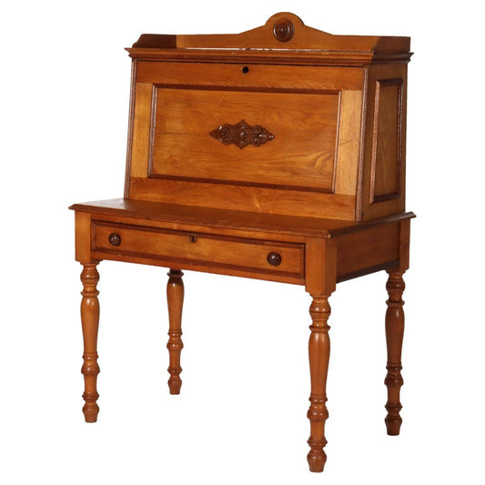 Antique Victorian Chestnut & Walnut Plantation Drop Front Desk c1890