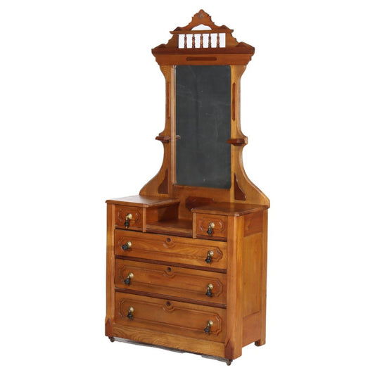 Renaissance Revival Mirrored Walnut Drop-Center Dresser C1890