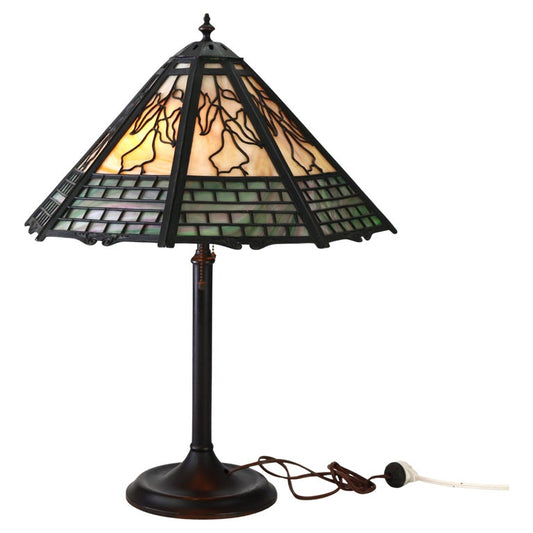 Antique Bradley & Hubbard Arts & Crafts 8-Panel 2-Tone Slag Glass Lamp c1920