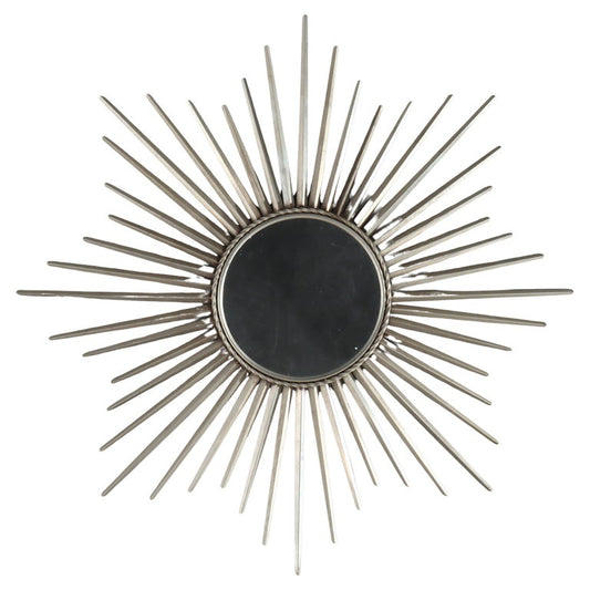 Vintage MCM Silver Gilt Metal Sunburst Mirror Unsigned C1970