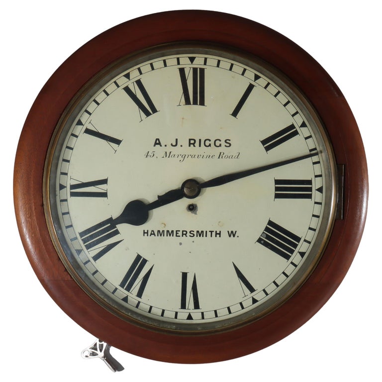 Oversized Antique A. J. Riggs Hammersmith Victorian Walnut Bankers Clock 19thC