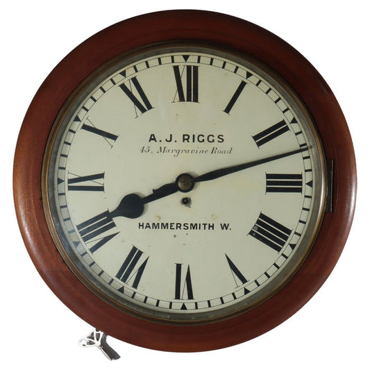 Oversized Antique A. J. Riggs Hammersmith Victorian Walnut Bankers Clock 19thC
