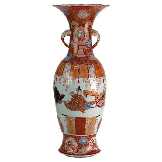 Antique Japanese Hand Painted Porcelain Floor Vase 19thC