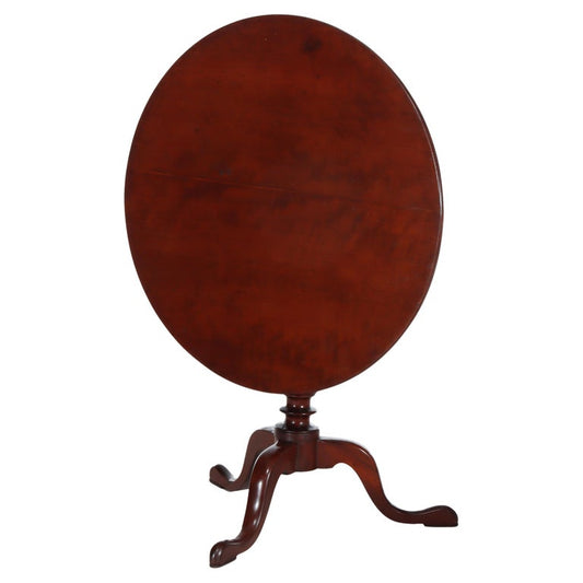 Antique Queen Anne Federal Mahogany Tilt Top Table With Bird Cage c1880