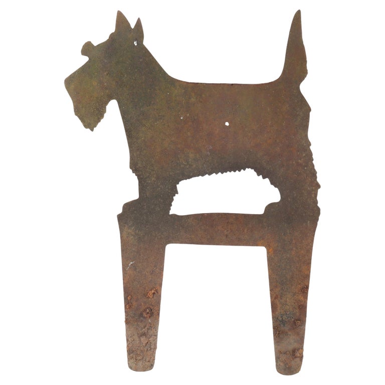 Antique Americana Wrought Iron Scottie Dog Silhouette Garden Sculpture C1920