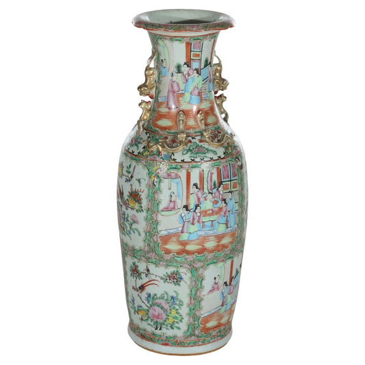 Large Antique Chinese Rose Medallion Porcelain Floor Vase c1920
